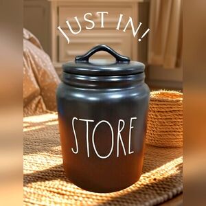 Rae Dunn Large STORE Canister flat Black Lid